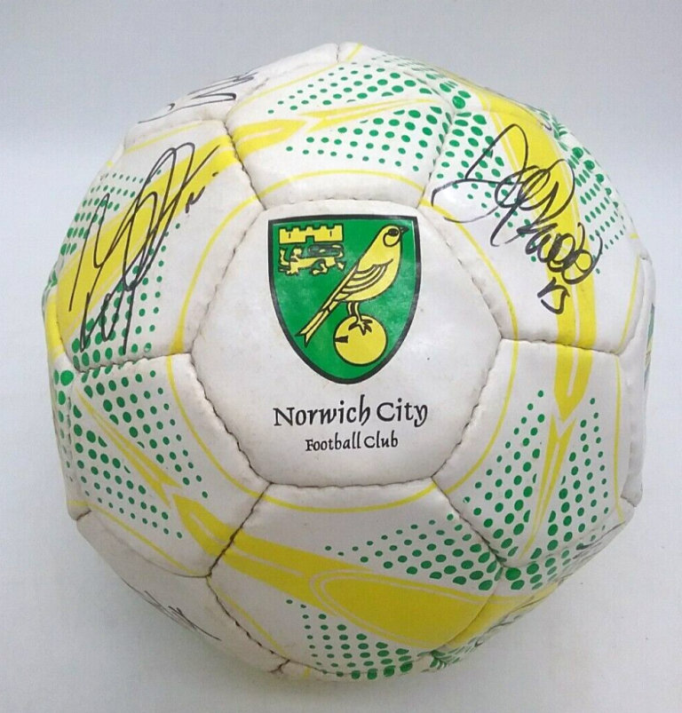 hand Signed Norwich City Football Club Football - Multiple Player Signatures