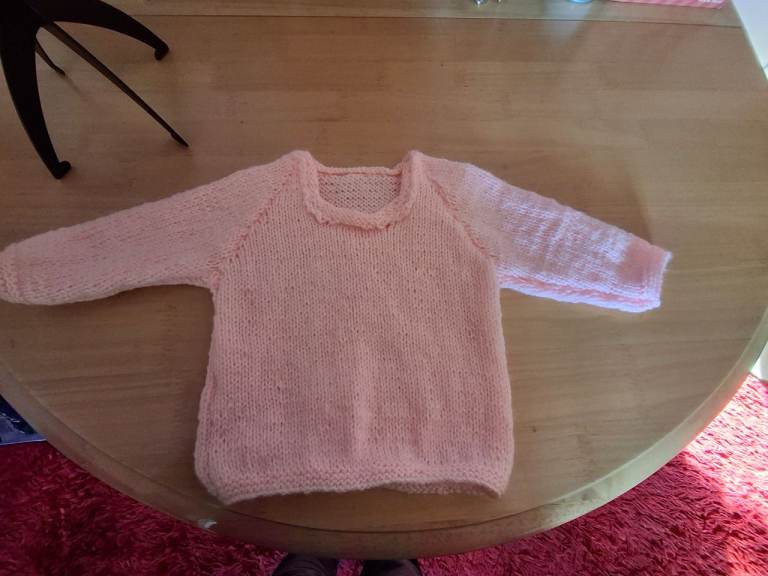 Hand Knitted Baby Jumper – Pink, New