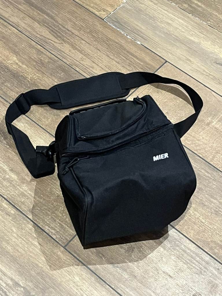 MIER Black Insulated Lunch Bag with Double Deck & Shoulder Strap, Black, 10L