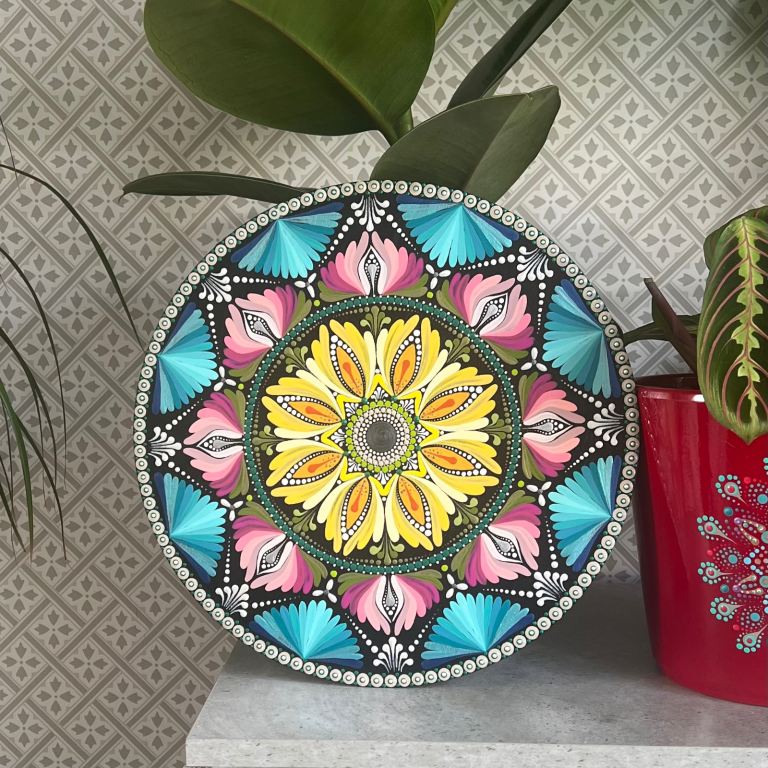 Original Hand-Painted Mandala – Unique Floral Wall Art (30 cm)
