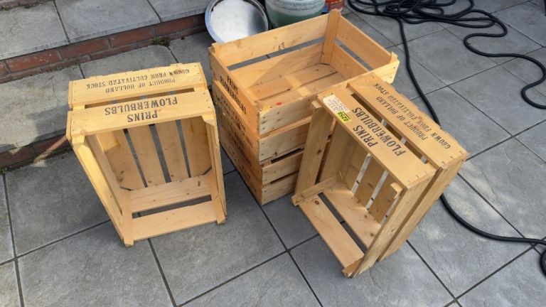 pine garden storage shop display boxes .£5 each  