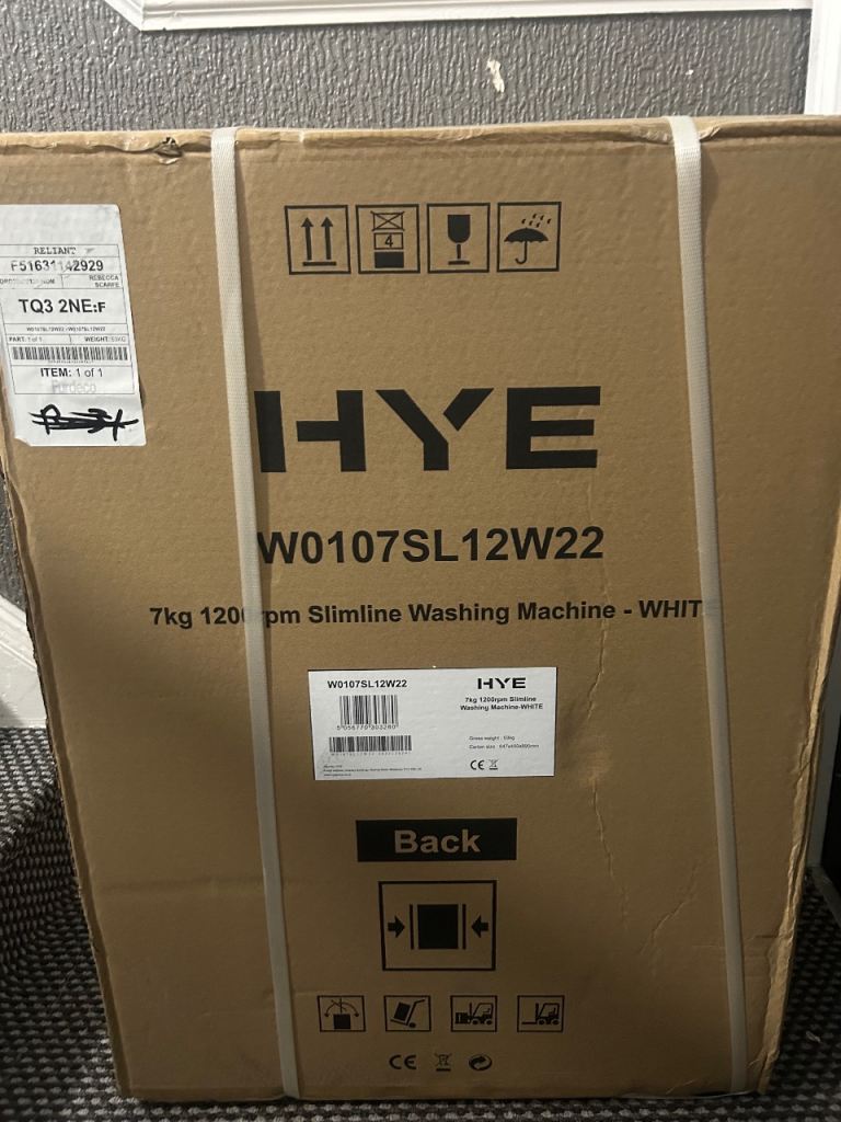 HYE W0107SL12W22 7kg 1200rpm Slimline Washing Machine - White, New