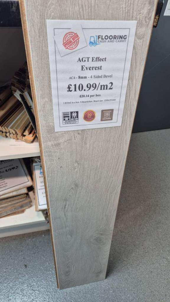 Pallet AGT Effect Everest 12mm Grey Laminate Flooring | CHEAPEST IN THE UK | FREE DELIVERY OVER £495