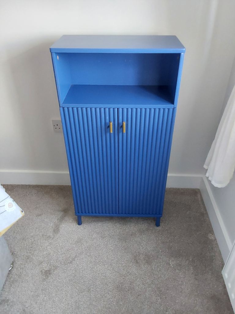 Stylish Blue Cabinet with Gold Handles – As Good As New