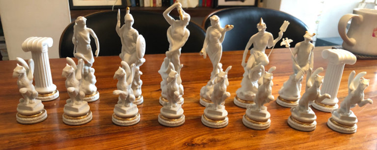 image for Franklin mint chess set if the gods 32 piece set plus 9 extra pieces 