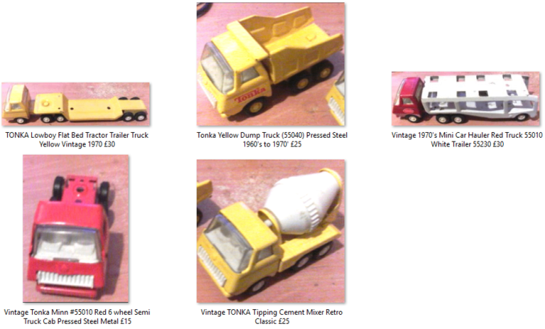 (5) Tonka Pressed Steel Vintage Manufacture Diecast vehicles
