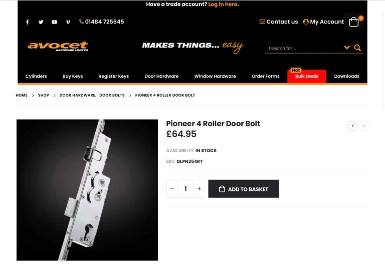 NEW UPVC Door Lock Mechanism / Gearbox / Shootbolt