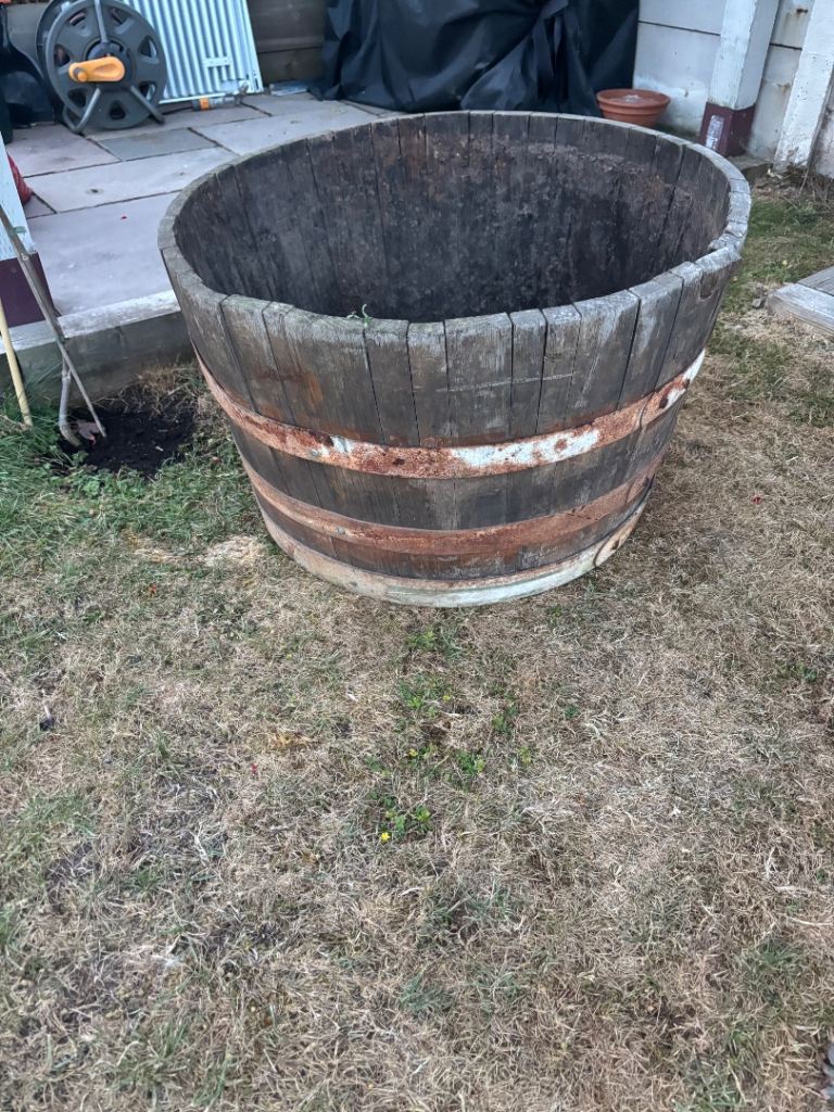 Large Wooden Garden Planter / Whisky Barrel Style