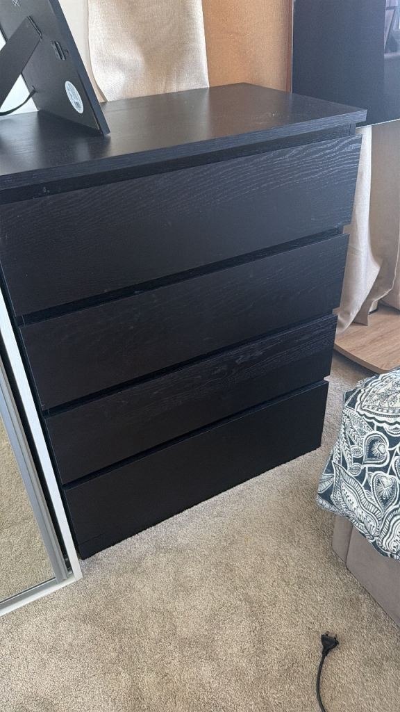 Black Wooden Chest of Drawers – Good Condition