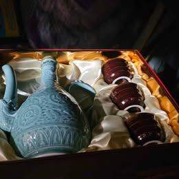 traditional Korean celadon porcelain liquor set as new