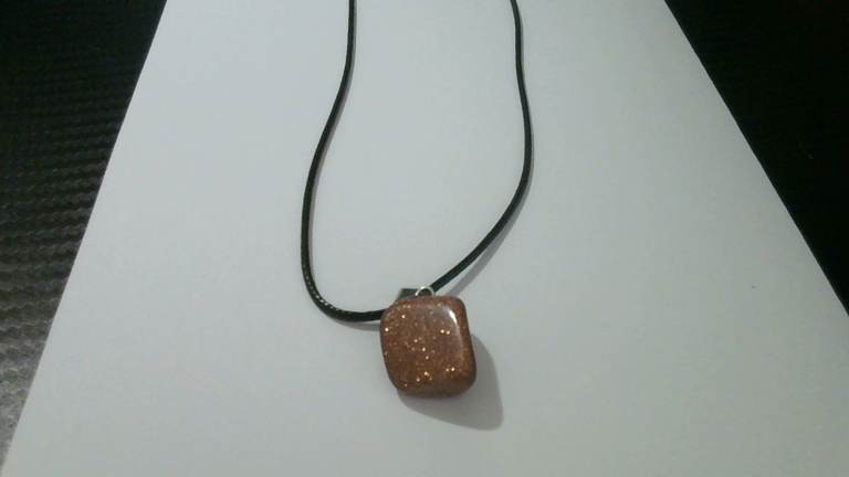 gold stone black rope chain necklace 