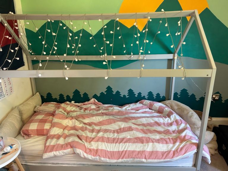 Single grey house bed