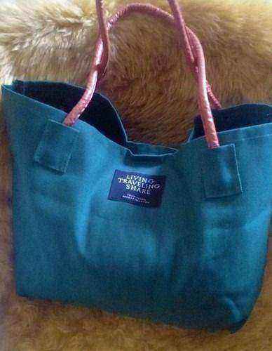 New Forest Green and Tan Handle 100% Cotton Shoulder Tote Bag Handbag.POST OR COLLECT!