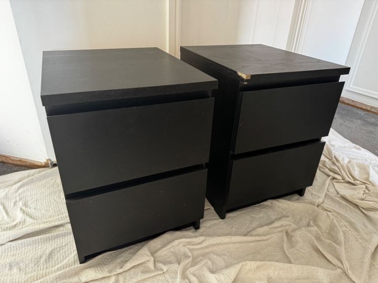 IKEA MALM Dark brown/Black set of bedside tables/drawers