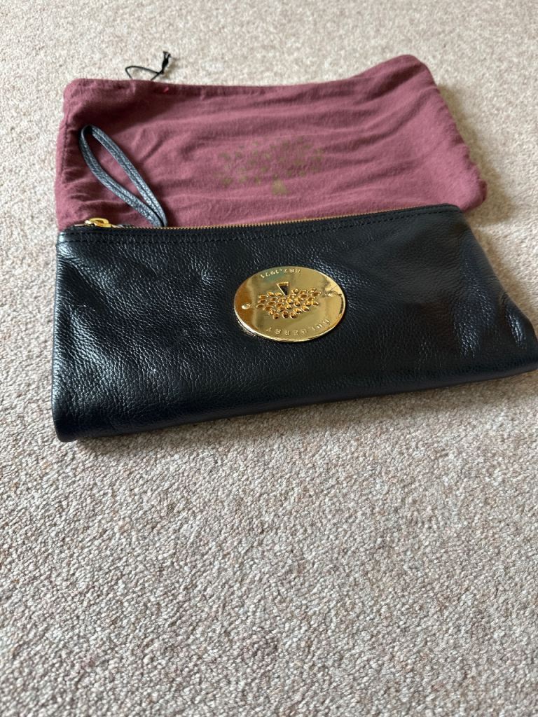 Mulberry Black Leather Clutch Bag – Good Condition