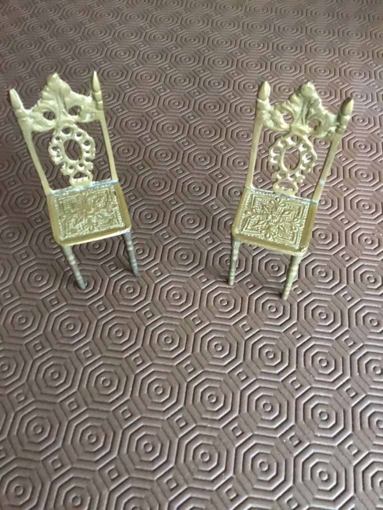 Lovely Pair of Vintage Miniature Brass Chairs