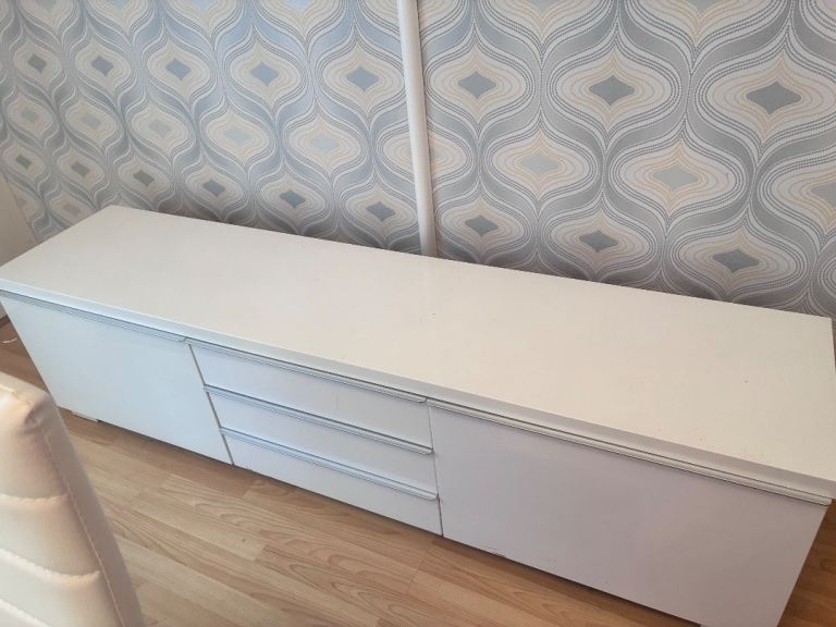 White TV Unit / Sideboard with Drawers and Cupboards