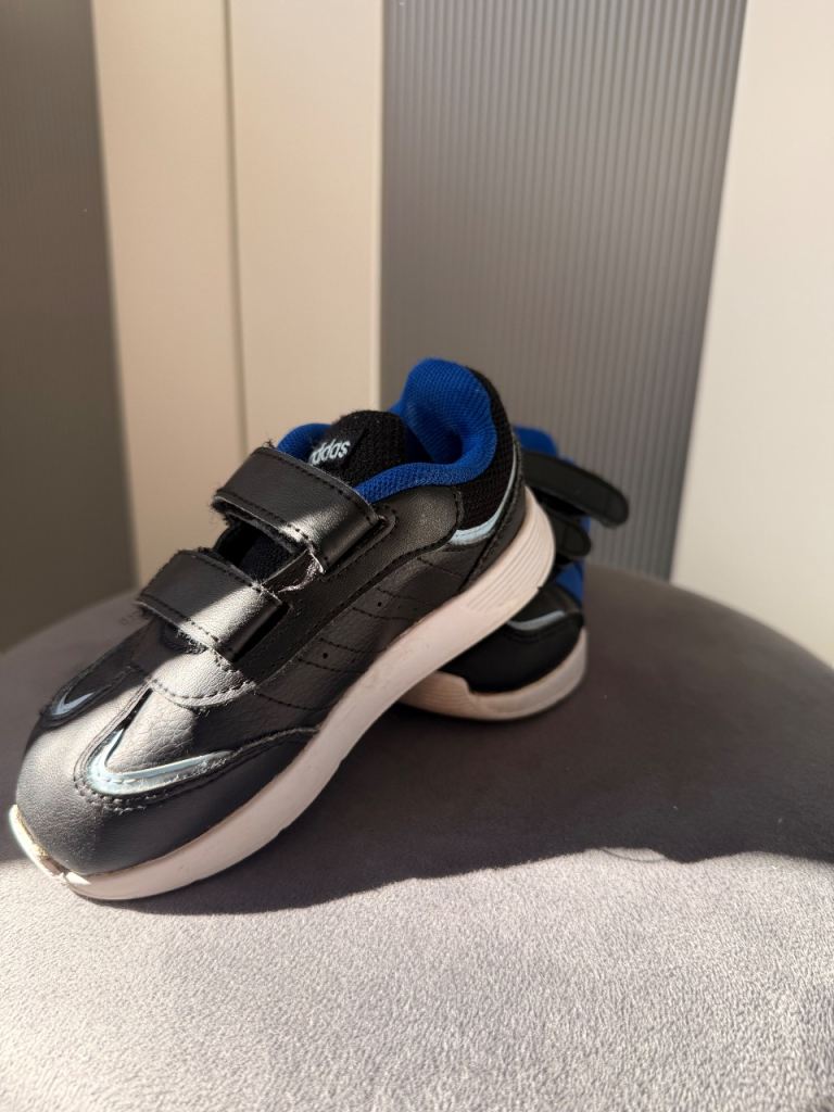 Adidas Kids Trainers Size UK 7K Black Blue – Good Condition