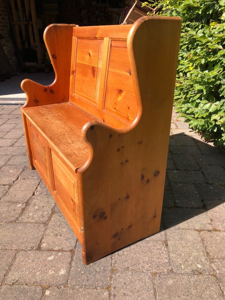 STORAGE PEW. MONKS BENCH. PINE SETTLE. Delivery possible. CHURCH CHAIRS ALSO FOR SALE