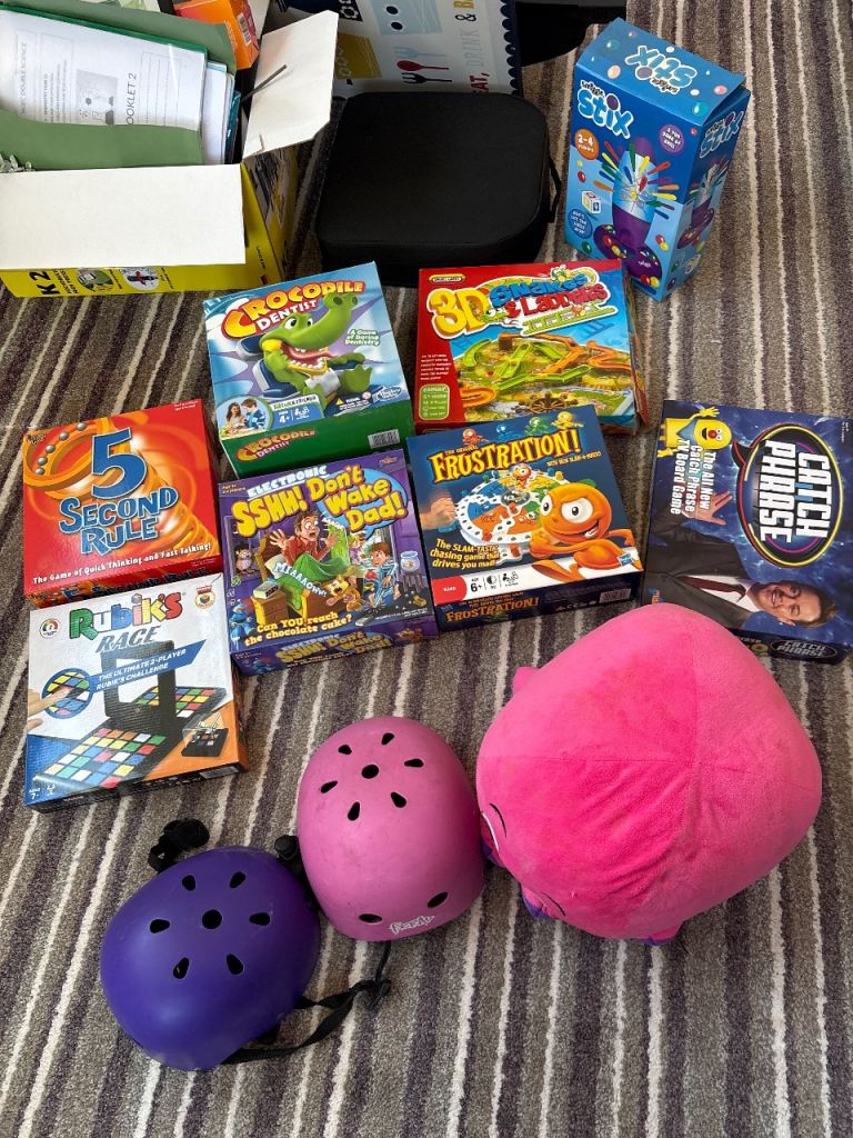 Free Games and bike helmets  - playroom clear out 