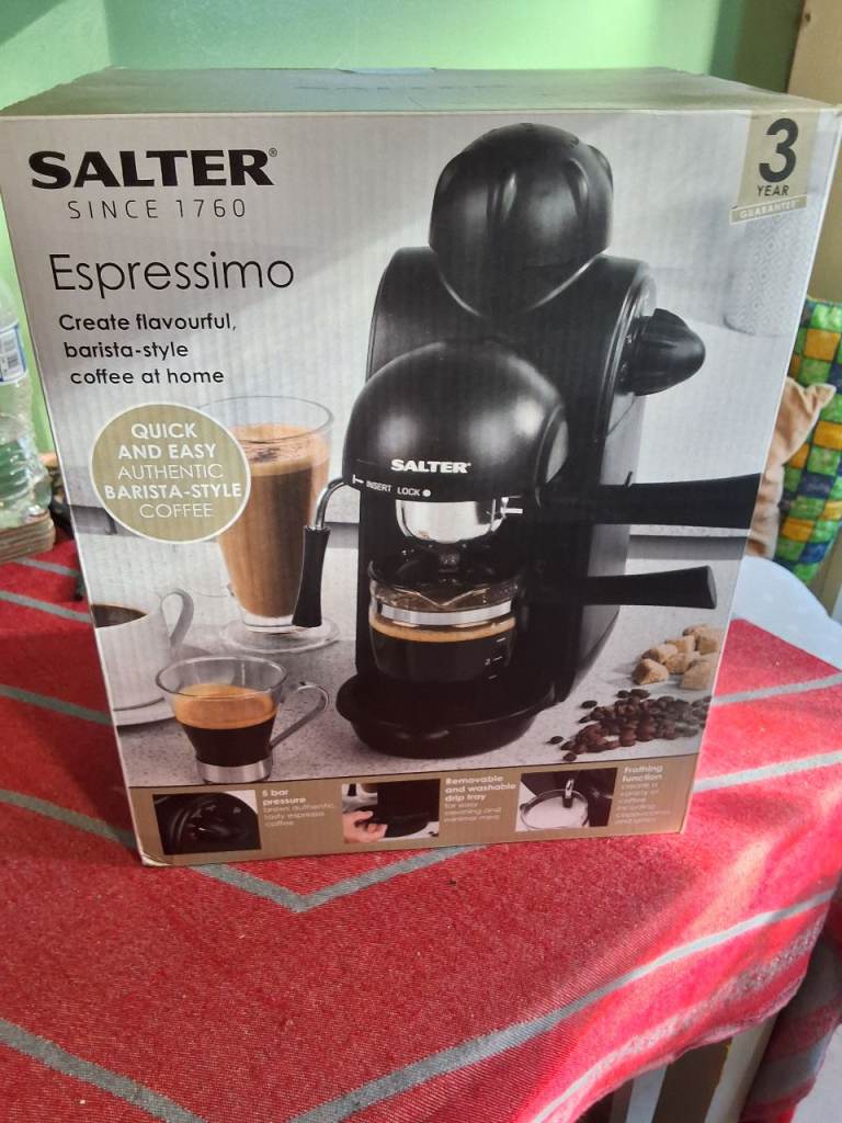 SALTER, BARISTA STYLE ESPRESSIMO, BRAND NEW BOXED. 