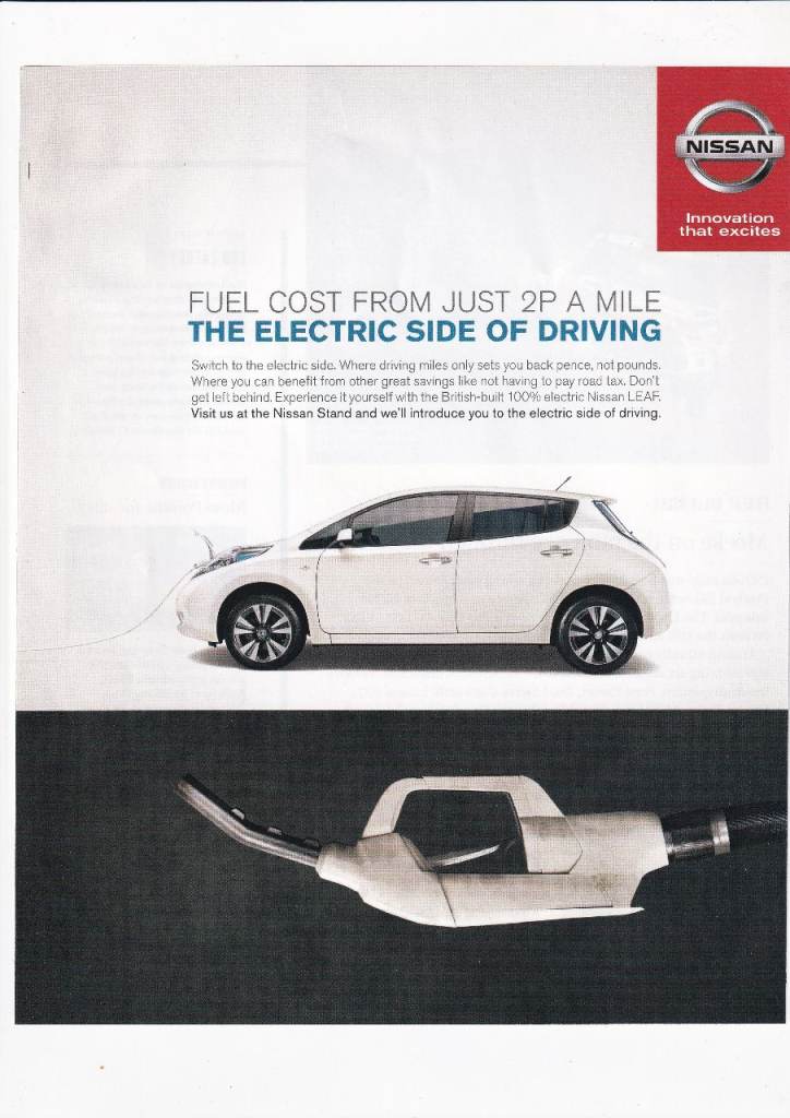 37. A Rare Original Magazine Print Of A Nissan Leaf Car 