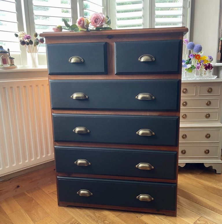 Lovely Large Black Chest of Drawers Newly Up-cycled.