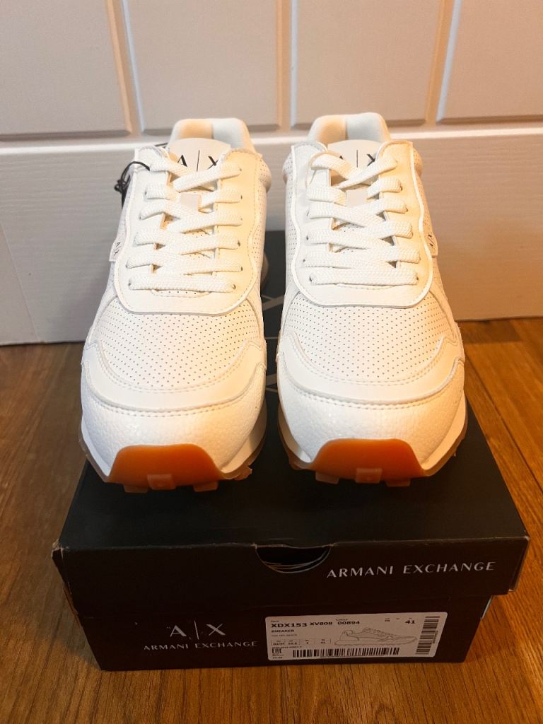 Armani Exchange KDX153 Trainers – White, Brand New with Tags