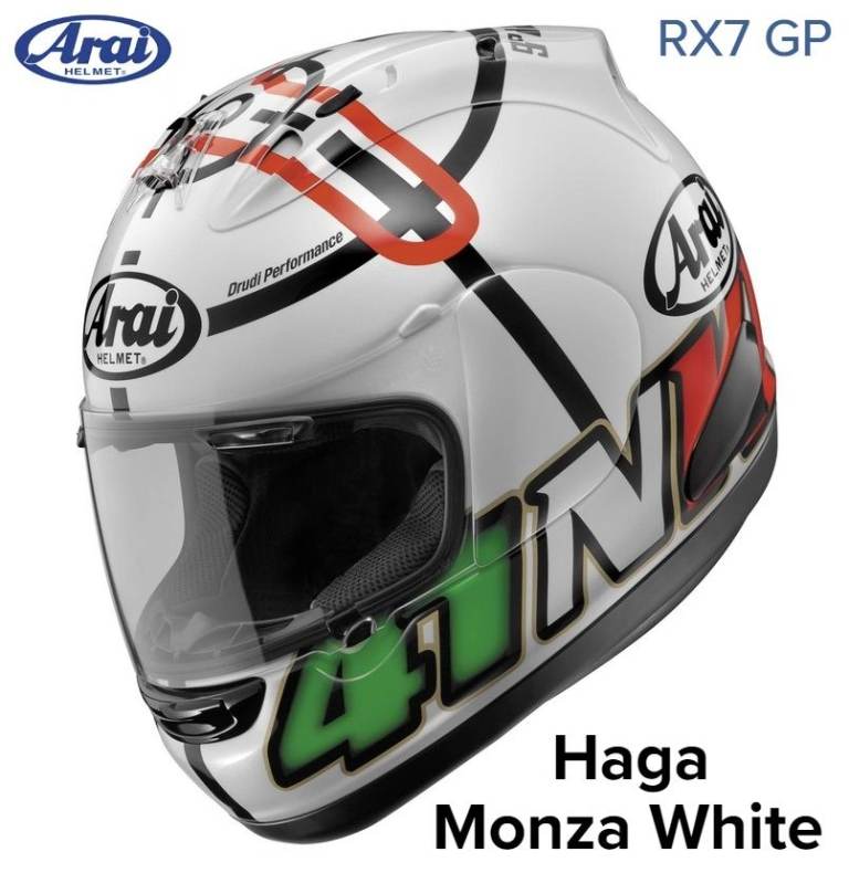 RARE COLLECTORS ITEM - #ARAI RX-7 MOTORCYCLE HELMET - NORIYUKI HAGA MONZA WHITE
