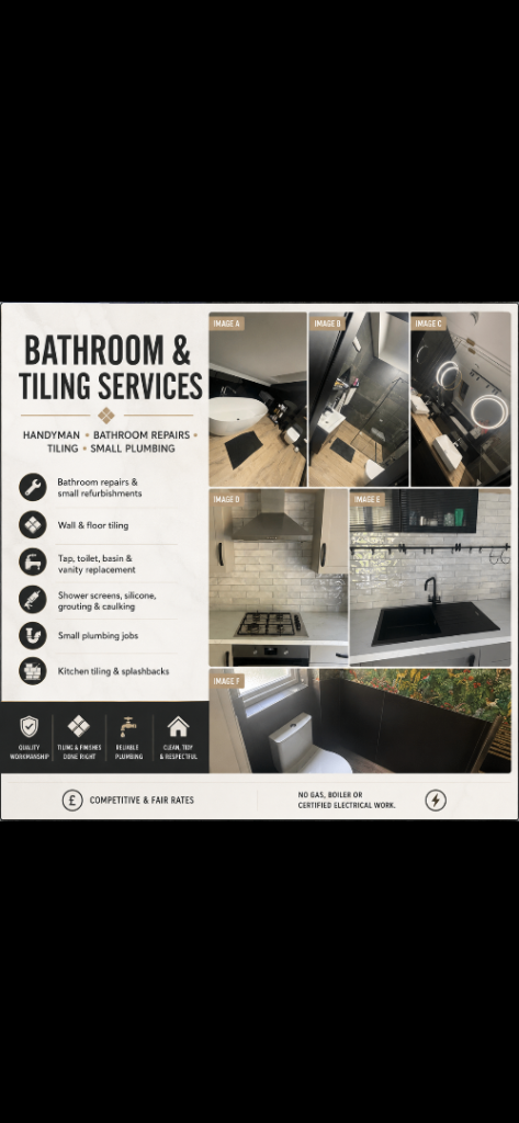 Bathroom Repairs, Tiling & Plumbing