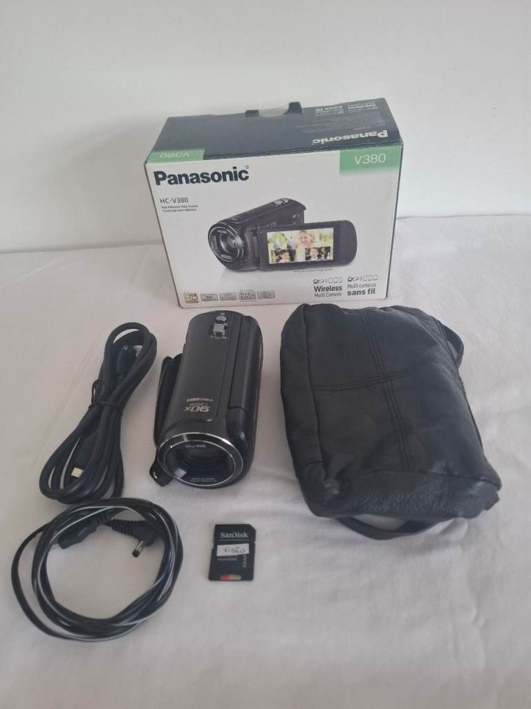 Panasonic HC-V380 Full HD Camcorder, 90x Zoom, Wi-Fi, 16GB SD Card, WiFi, Charger and shoulder bag
