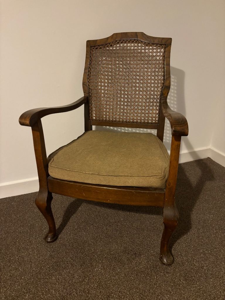 Vintage bergere back occasional arm chair 