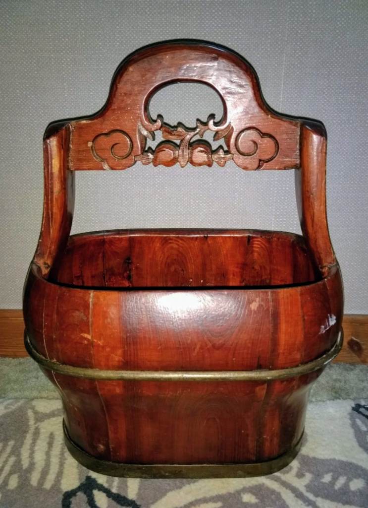 Vintage Antique Chinese Water or Rice Pail Bucket