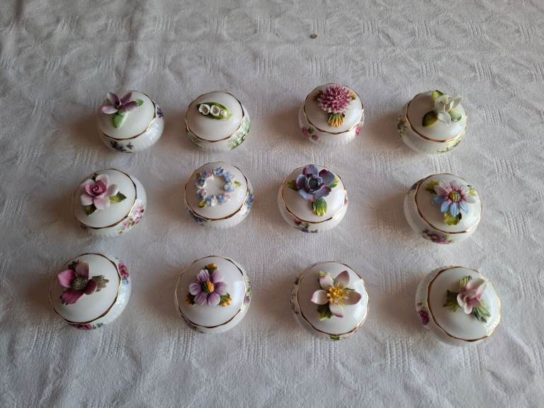 Royal Albert Flower of the Month Series Trinket Boxes – Good Condition