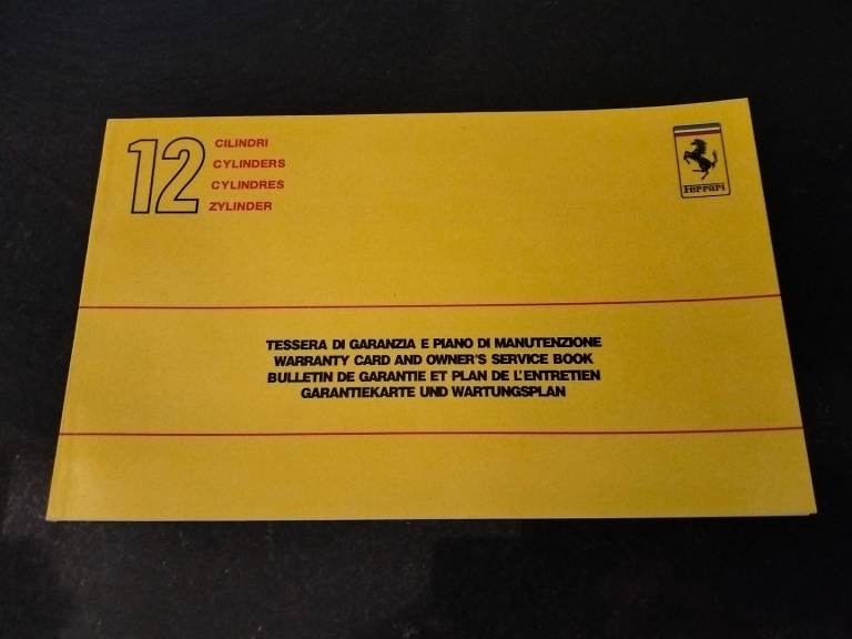 Ferrari Testarossa warranty book service 