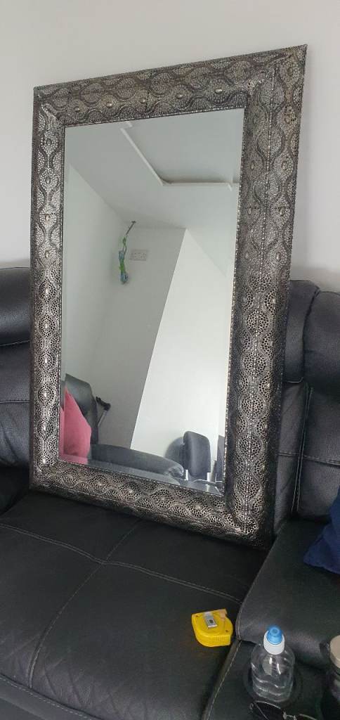 Large Black @ silver Wall Mirror – Good Condition