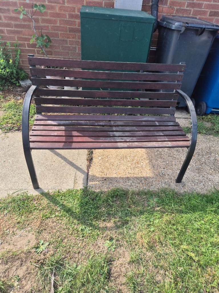 Garden Bench - Wood and Metal, Fair Condition