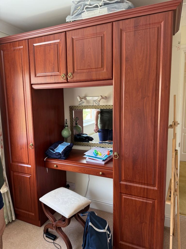 Custom Built-In Cherry Wood Wardrobe & Vanity Unit – Excellent Condition