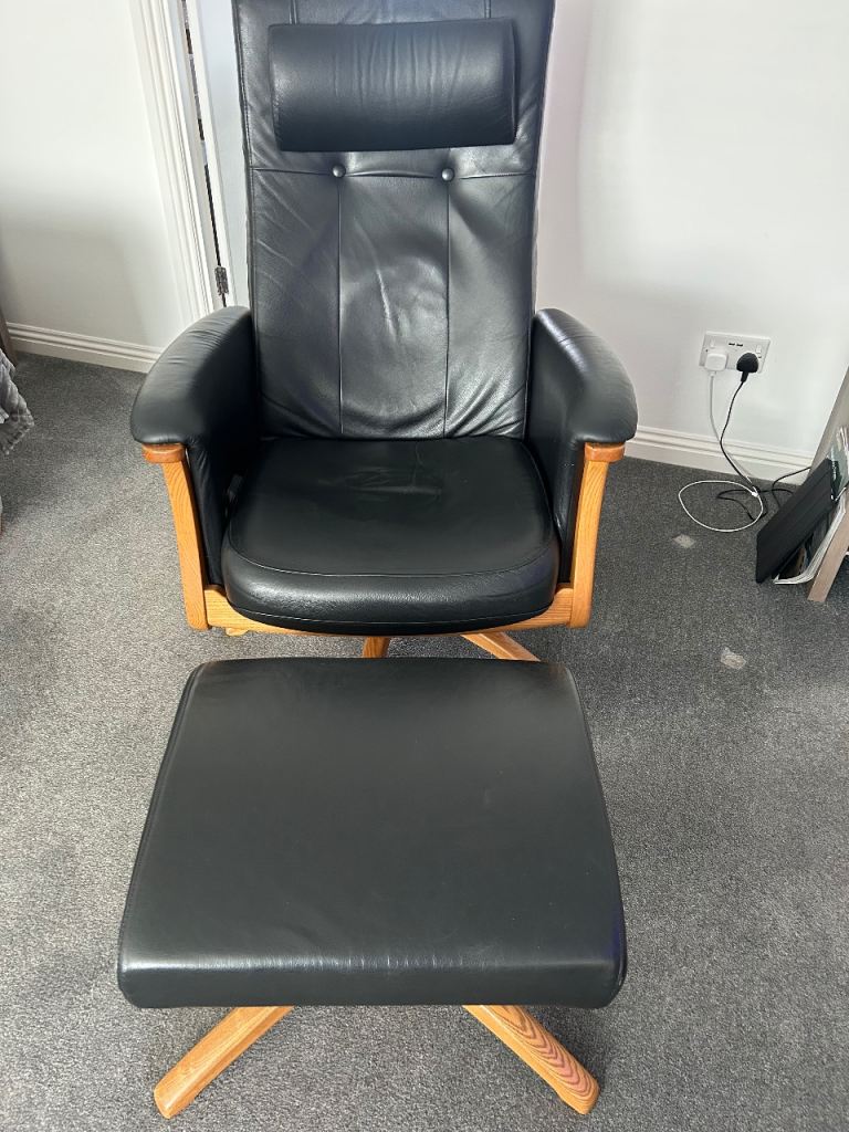 Ercol Gina leather recliner and footstool 