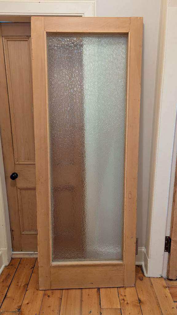 Pine door with glass panel