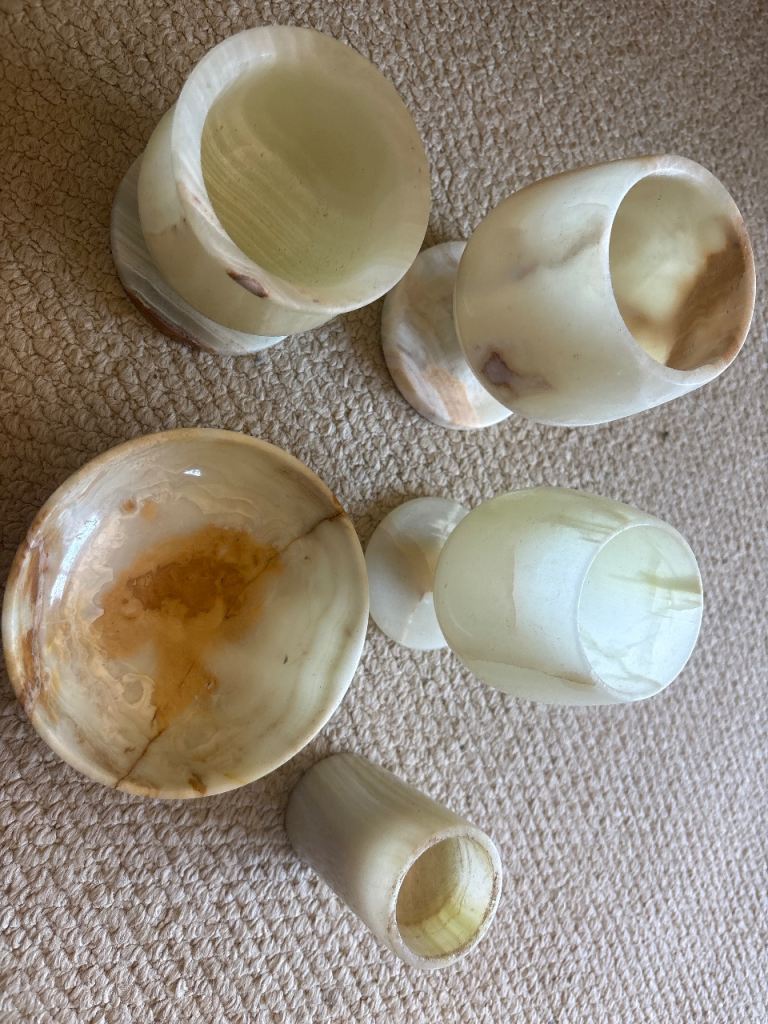 Natural Stone Onyx Bowls and Vases - Set of 5