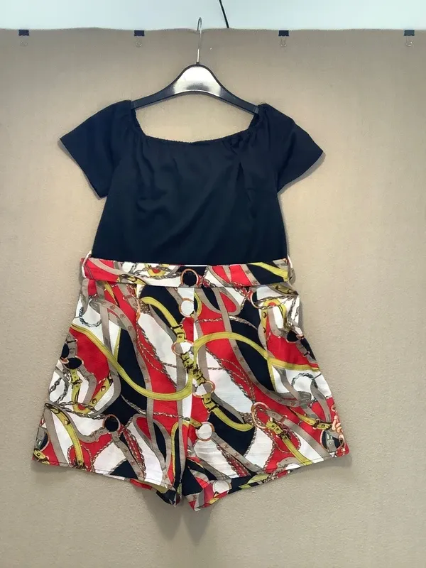 AX Paris Chain Print Off The Shoulder Playsuit Size 12