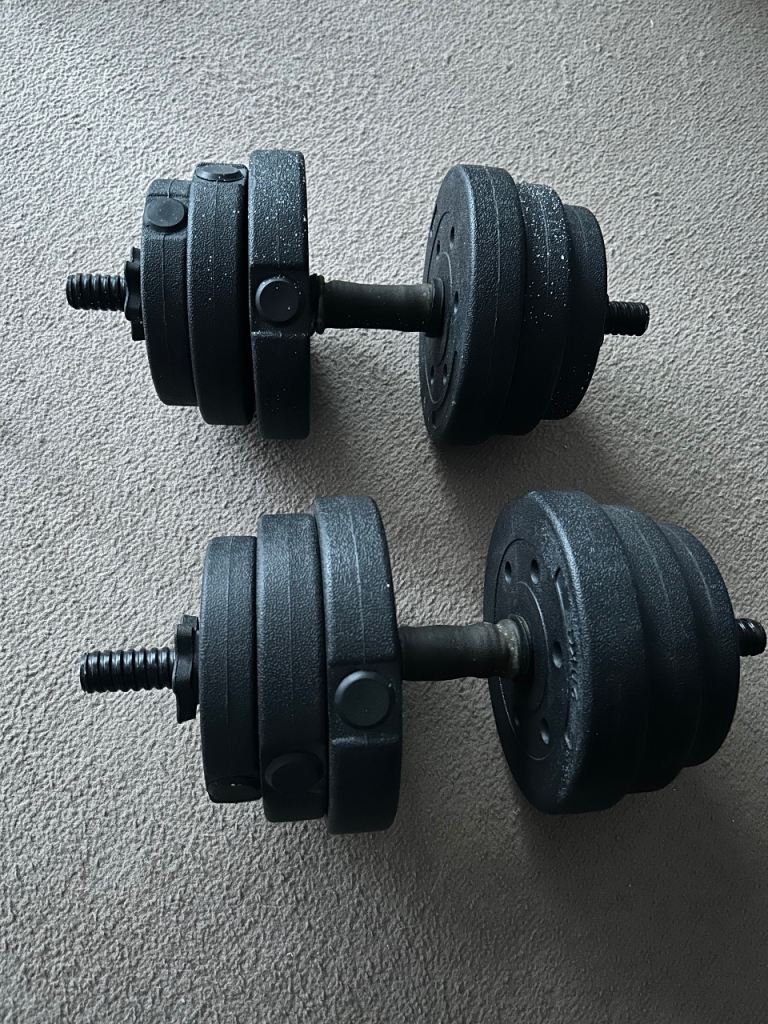 Pair of Adjustable Black Dumbbells with Mixed Weight Plates