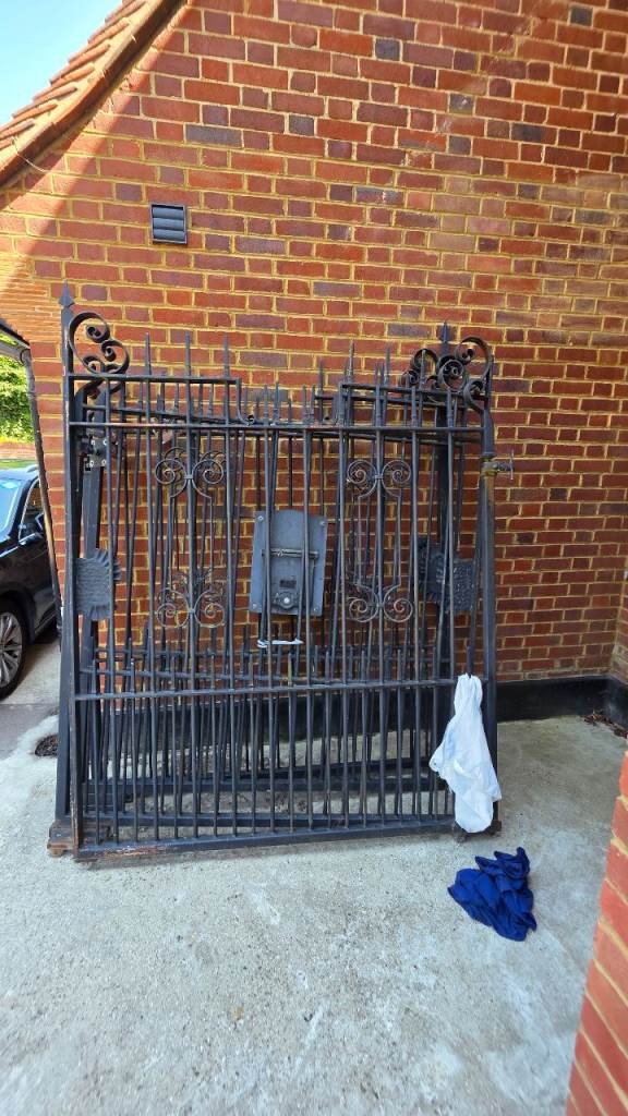 Pair of Large Black Metal Driveway Gates