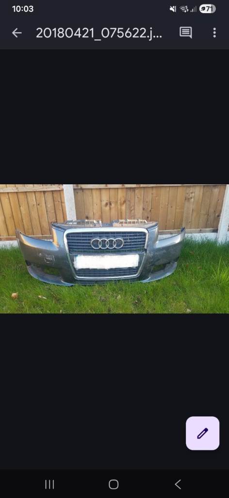 Audi A3 8P S Line Front Bumper 5Dr Rare 2003 to 2010