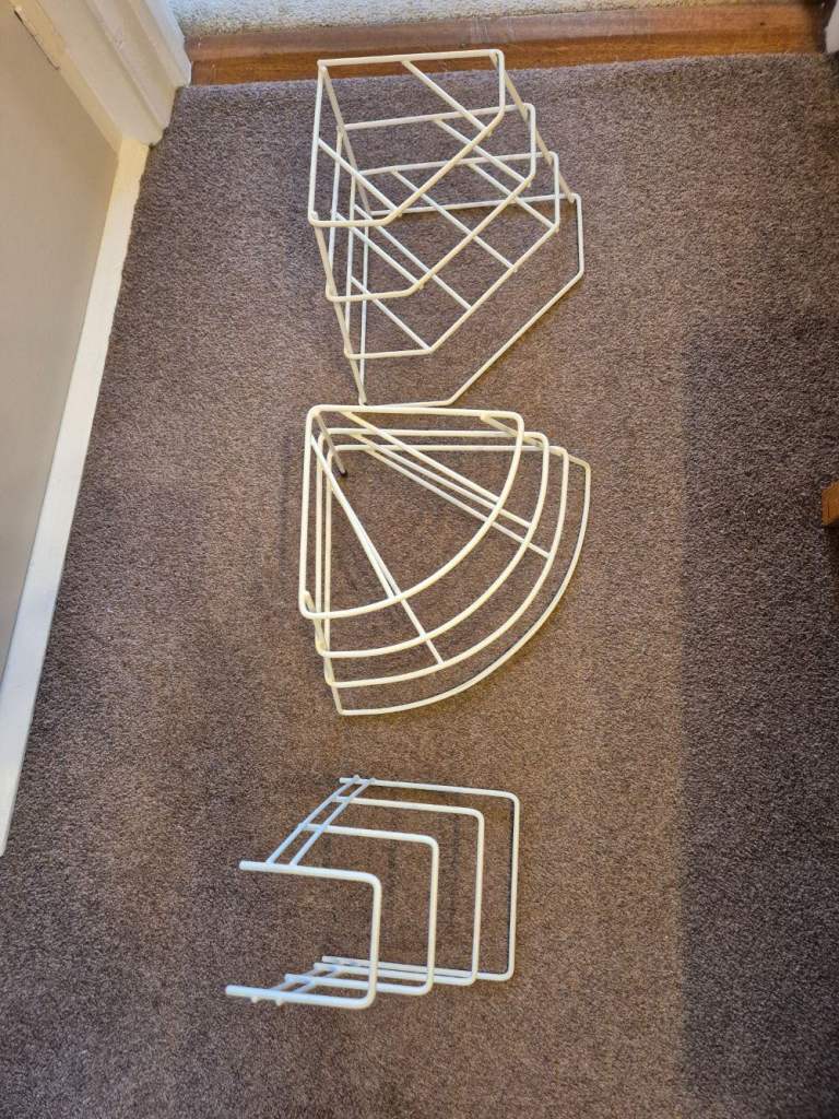 3 White 4-Tier Plate Racks - Good Condition