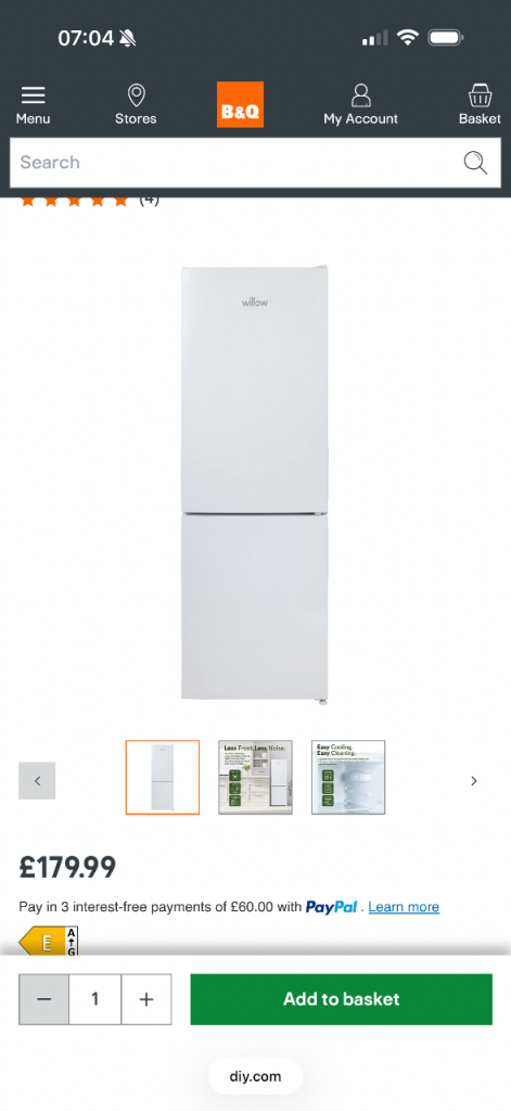 Willow WFF157W Fridge Freezer – Brand New, White