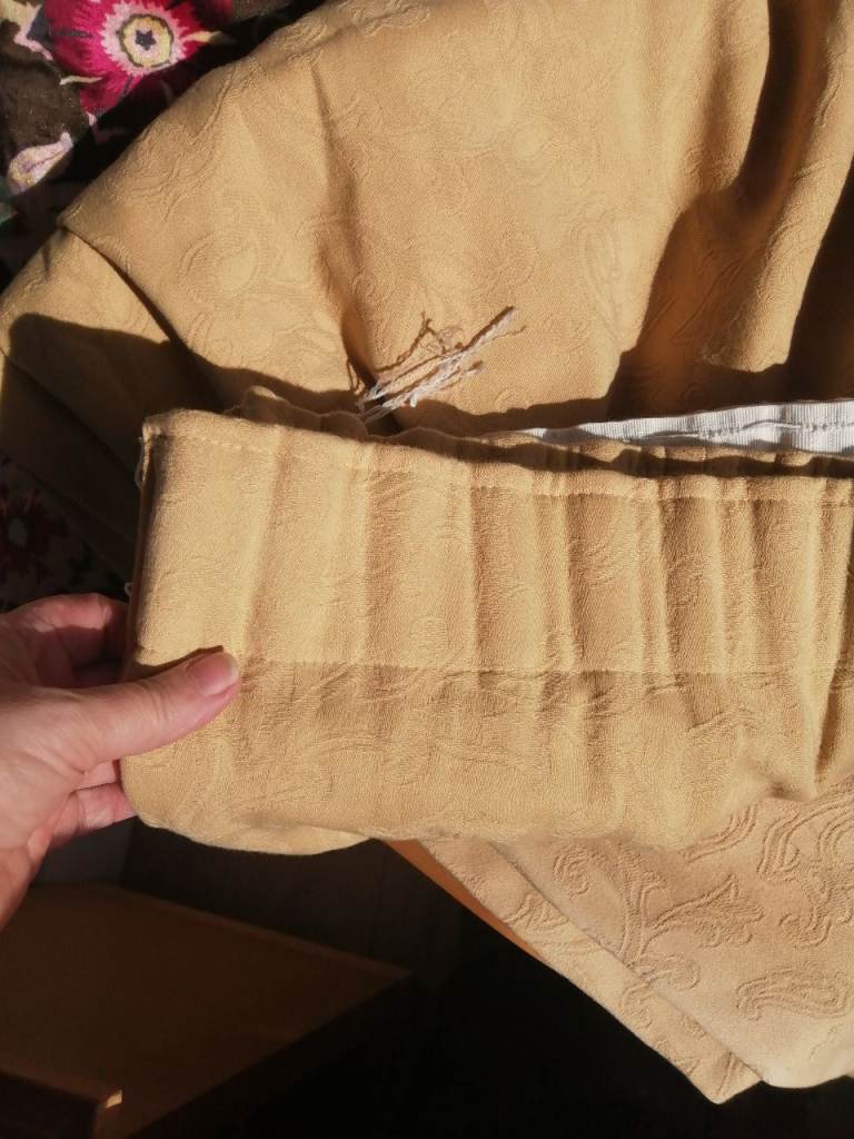 MARKS AND SPENCER - PAIR OF LARGE 90" x 90" CORN COLOURED COTTON CURTAINS - GREAT CONDITION