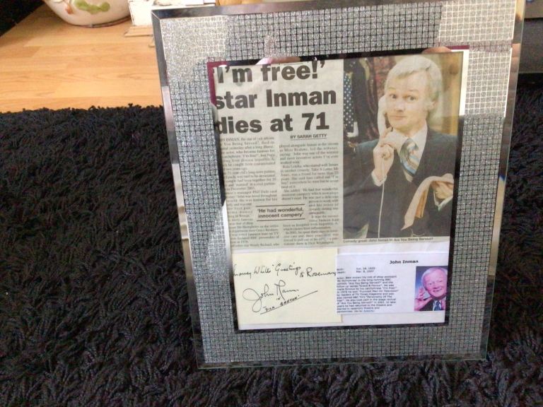 John Inman signed card with paper cutting framed 11 in x 13 in | in ...