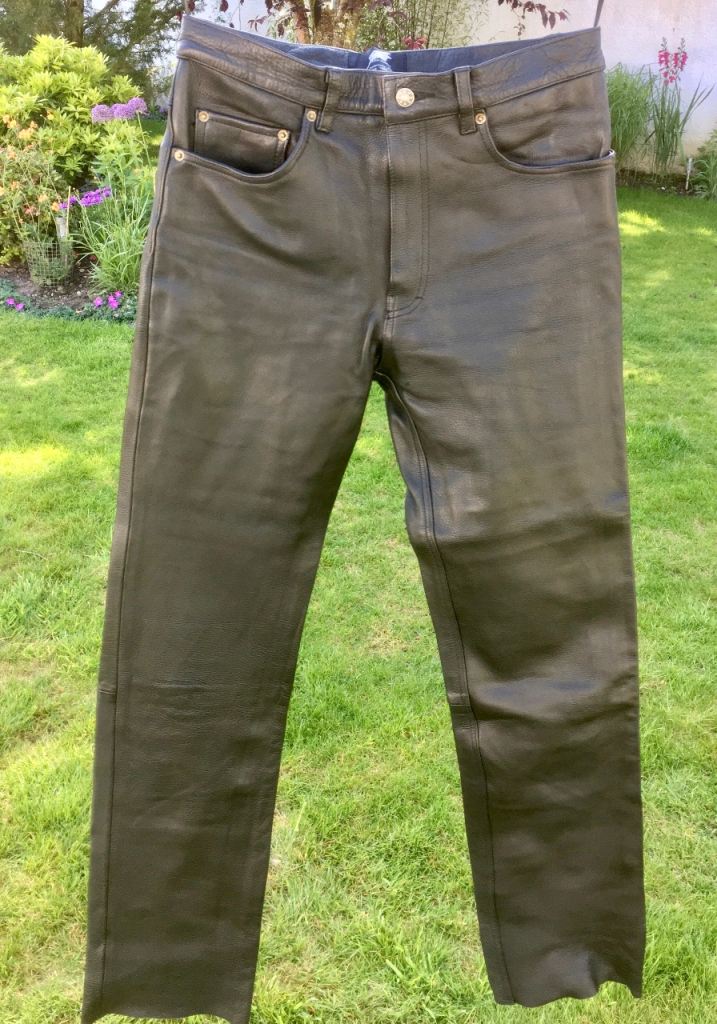 JTS Black Leather Motorcycle Trousers